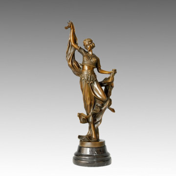 Dancer Statue Ribbon Dancing Bronze Sculpture, E. Gonon TPE-480